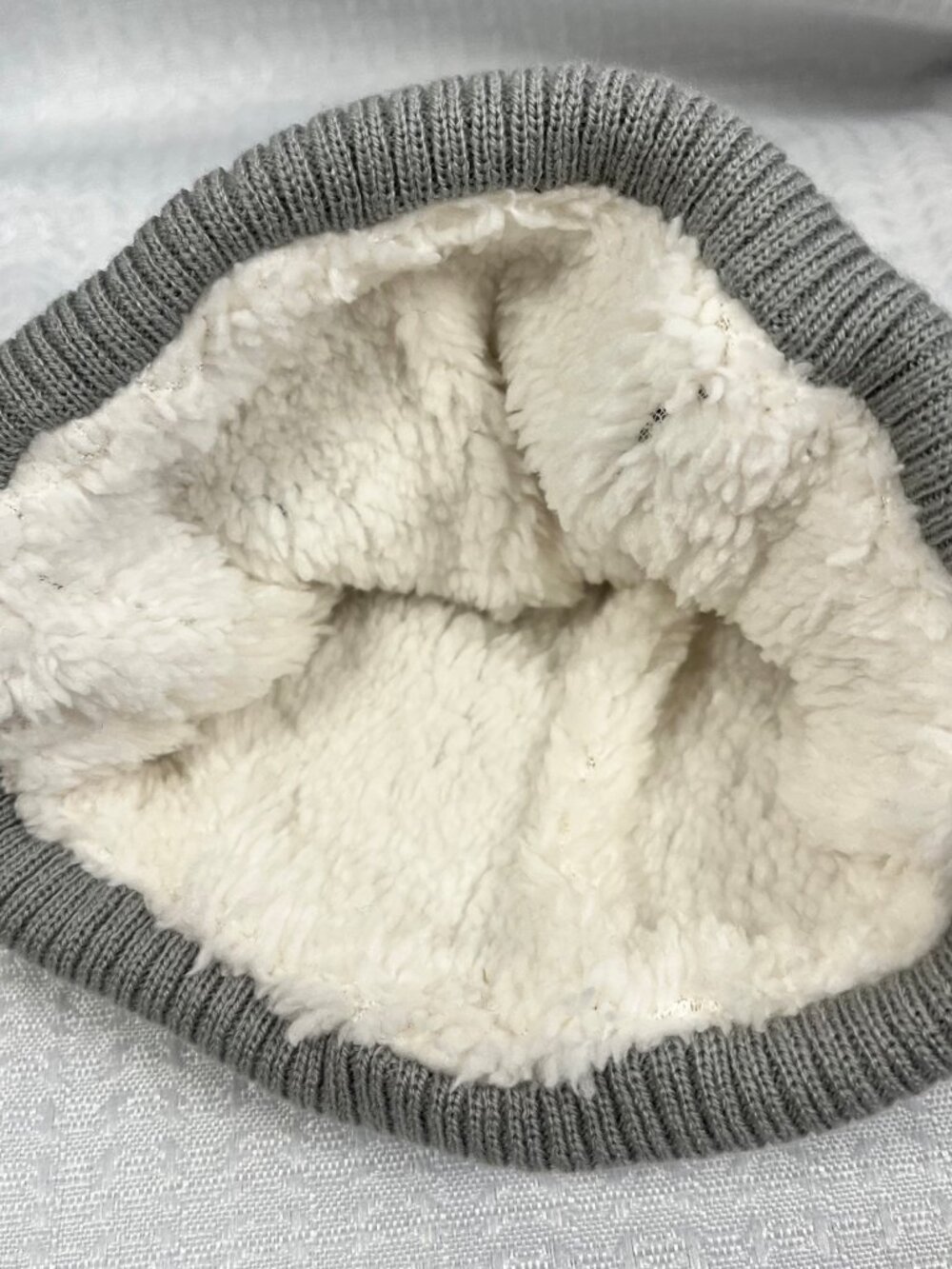 Grunt Style Embroidered Script Cable Knit Beanie NWT Heather Grey Plush Lined - Picture 2 of 4